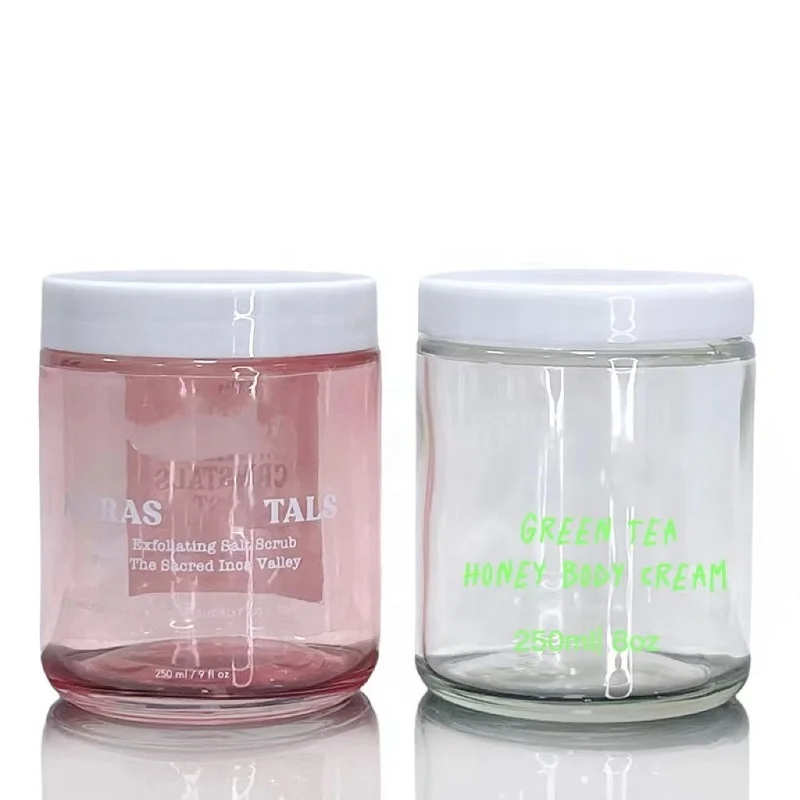 Cosmetic Scrub Whip Container Jars for Body Butter Cream Frosted Clear Thick Wall Glass 250 Ml 150 Ml Cosmetic Packaging 1000pcs