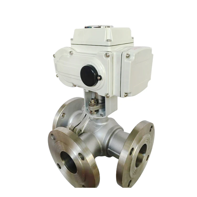 Wholesale UPVC PPH CPVC PVDF PP Body material Electric three-way flange ball valve