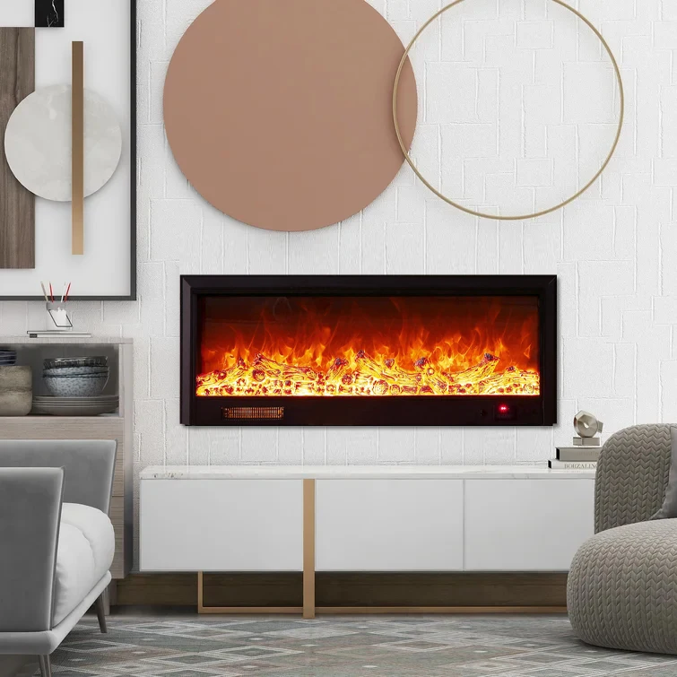 Heating Function Modern Flame Heater Recessed Automatic Constant Temperature Built-In Electric Fireplace Inserts