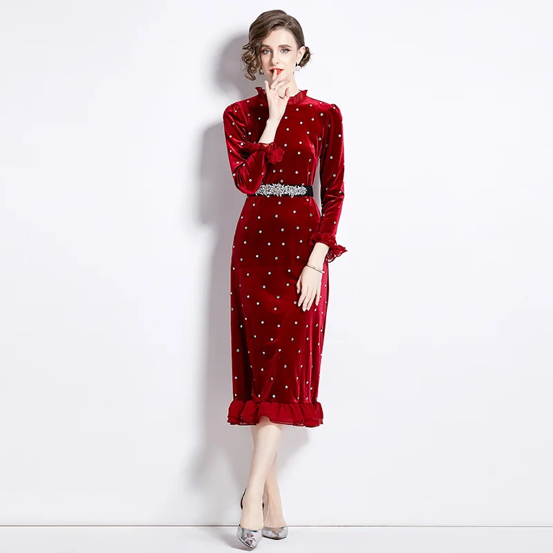 115-8718- Woman Clothes Manufacturer Wholesale Fashion Inspiration Elegant Vintage Lady Floral Evening Casual Dresses