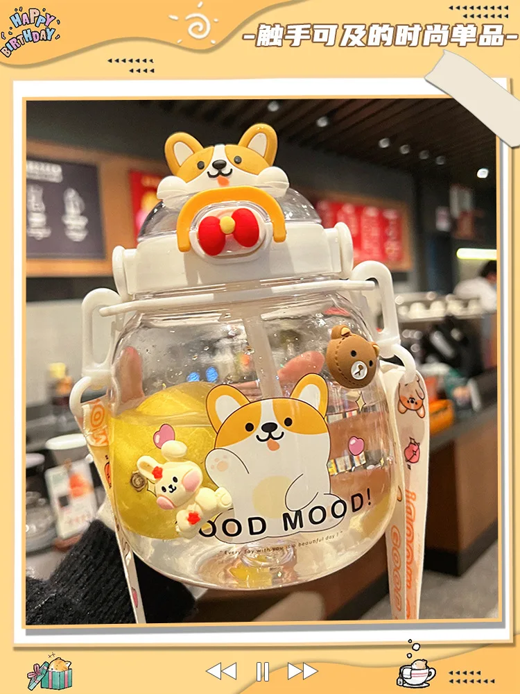 Bpa Free kids Clear Plastic Water Bottle With Straw Drinking Children Drink School Cute Giant Water Bottle For Kids