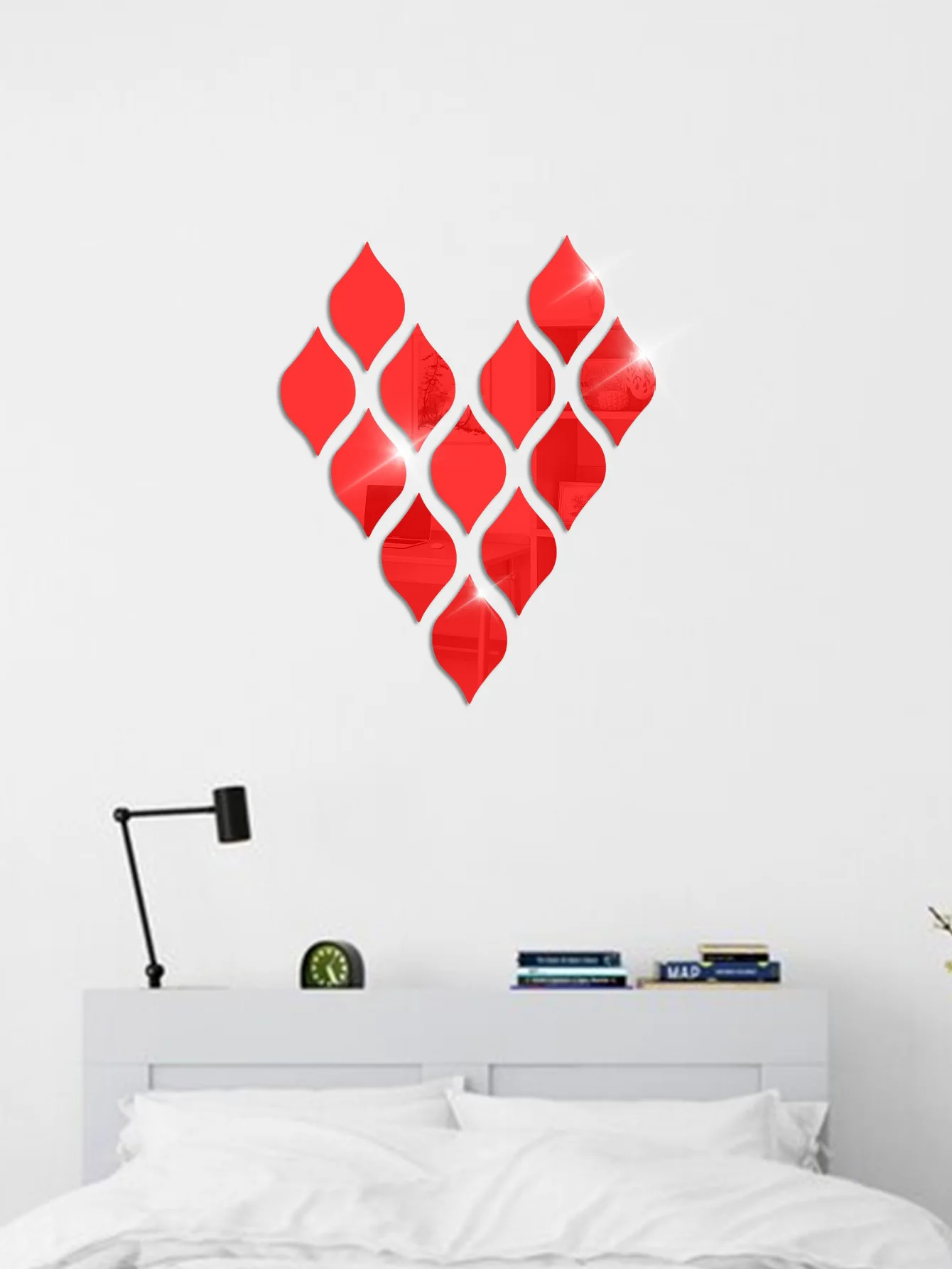 6 Pieces of Acrylic Water Drops Three-Dimensional Mirror Wall Stickers Set of Self-Adhesive Background Wall Creative Decoration