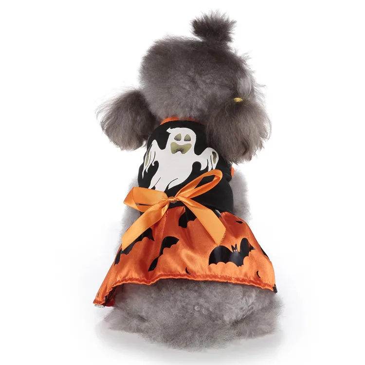 Funny Halloween Dog Clothes Ghost Dog Dress with Bowtie Cheap Wholesale