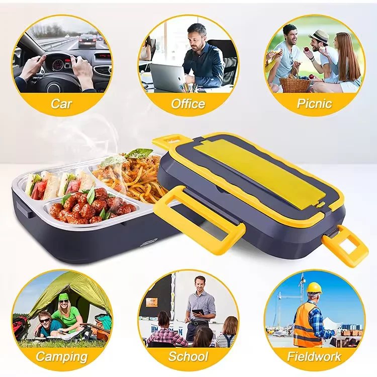 Portable Electric Lunch Box Car Truck Electric Lunch Food Warmer with 304 stainless Steel Lunch Box without Water Injection