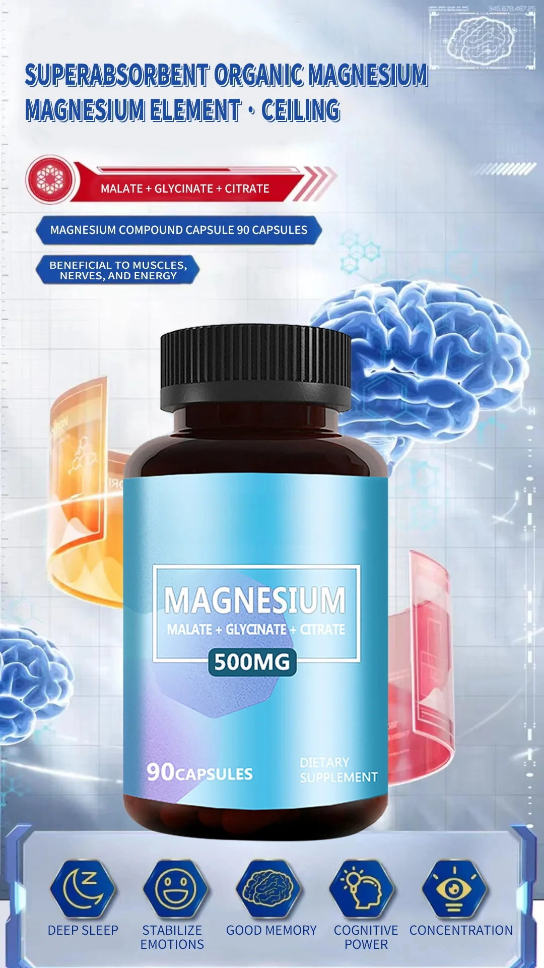 Satisfaction guarantee OEM Customized Private Label Complex Magnesium Triple Nagnesium Capsules