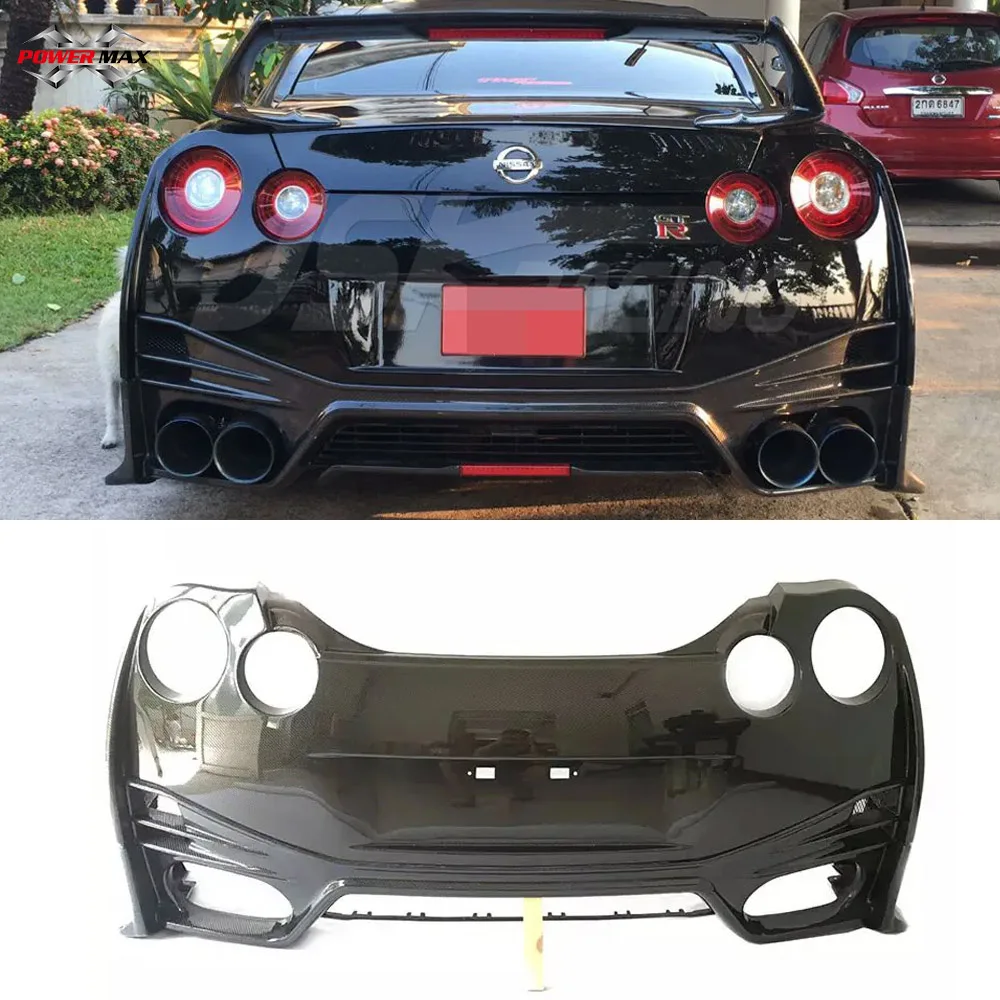 Carbon Fiber N Style Rear Bumper Half Carbon Fiber  For Nissan GTR R35