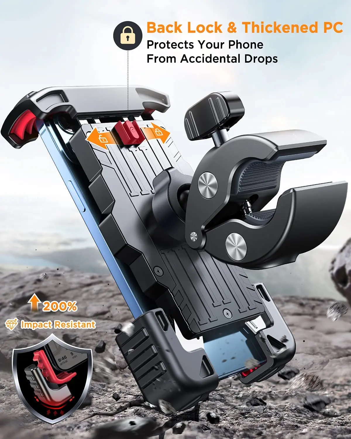 360 Rotating Smart Cellphone Silicone Bicycle Car Holder Mounting Stand Motor Bike Cell Phone Holder for Motorcycle Motorbikes