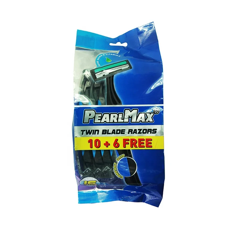 PearlMax Disposable Razor High Quality Fixed Head Razor with Lubricating Strip Plastic Handle Shaving 2 Blade Razor Factory