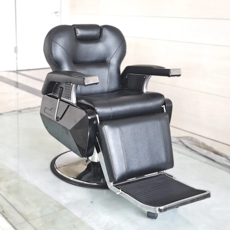 BEIMENG мужское оборудование для салона красоты, парикмахерское кресло, Черное Кожаное металлическое кресло для волос, кресло для салона красоты, кресло для бритья