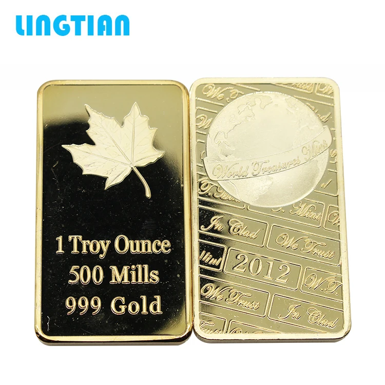 LINGTIAN 999 тонкой с покрытыем цвета чистого 24 каратного золота сувениры пользовательский слитки бар