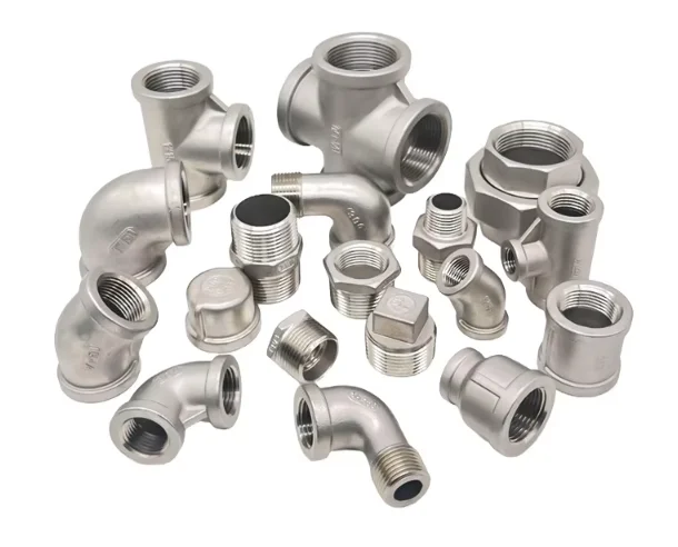 BSP stainless steel pipe fittings 304/316 union cap coupling thread pipe fittings Cross Pipe Fittings  45 /90Degree elbow