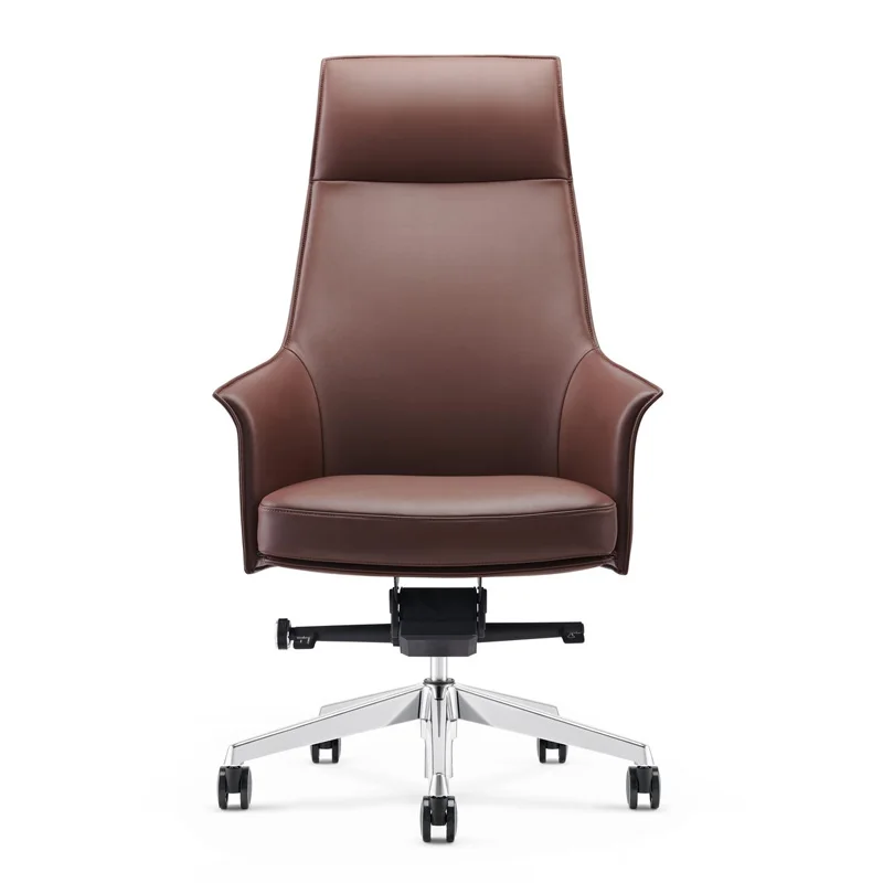 Luxury Brown Executive Armchair Swivel Reception Office Meeting Chair Mid Back Pu Leather Chair
