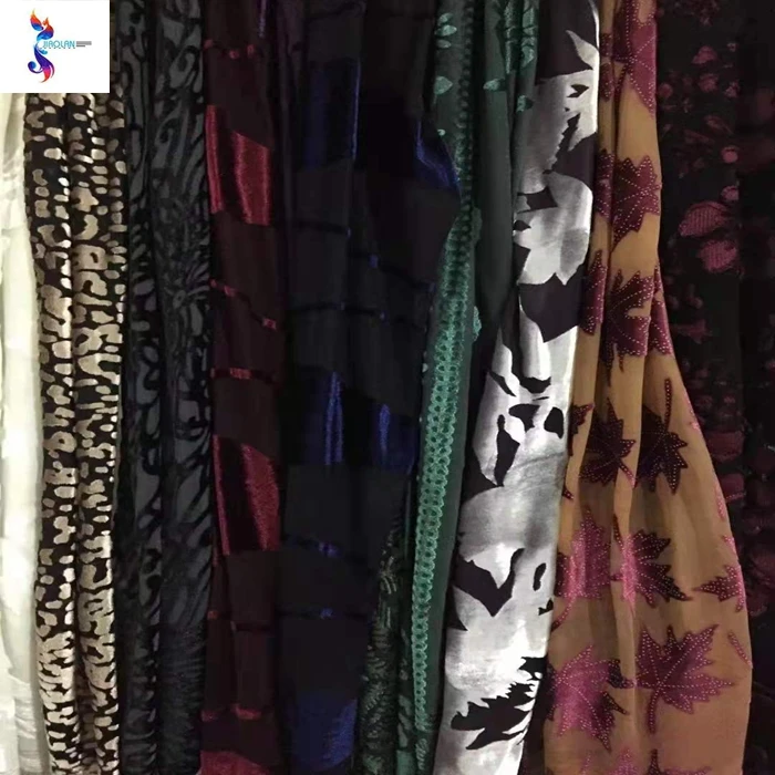 Factory new product fashion design 100%polyester korean velvet burnt-out print stocklot fabric