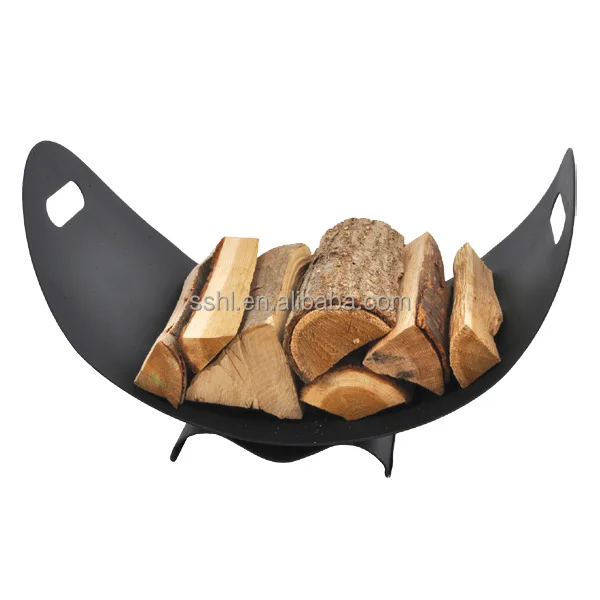 Metal Firewood Log Holder Fireplace Log Rack for Indoor Wood Storage Black