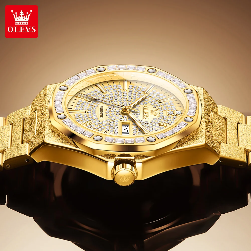 OLEVS 9803 exclusive Stainless steel band water resist Calendar bling Leisure watch new style shenzhen gents quartz watch