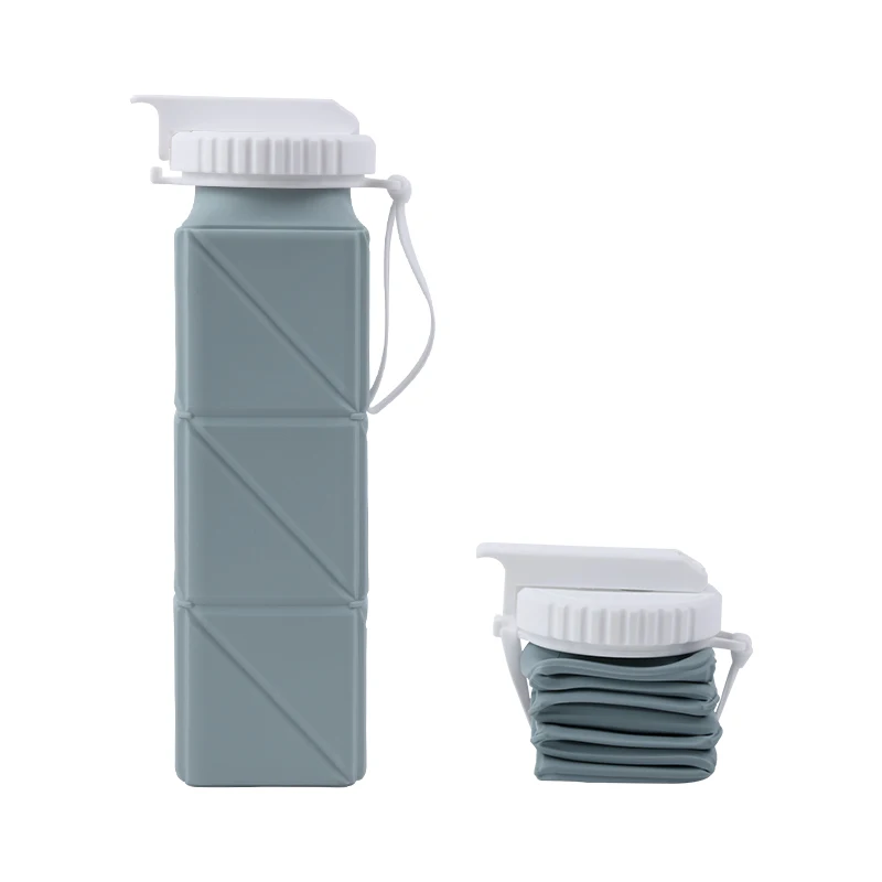 BPA Free Portable Silicone Water Bottle 600ml Soft Collapsible Expandable Travel Camping Hiking Folding Water Bottle