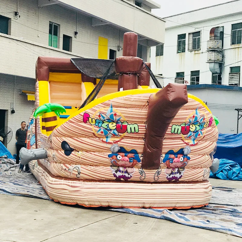 Популярный надувной замок для прыжков, надувной батут с пиратским кораблем