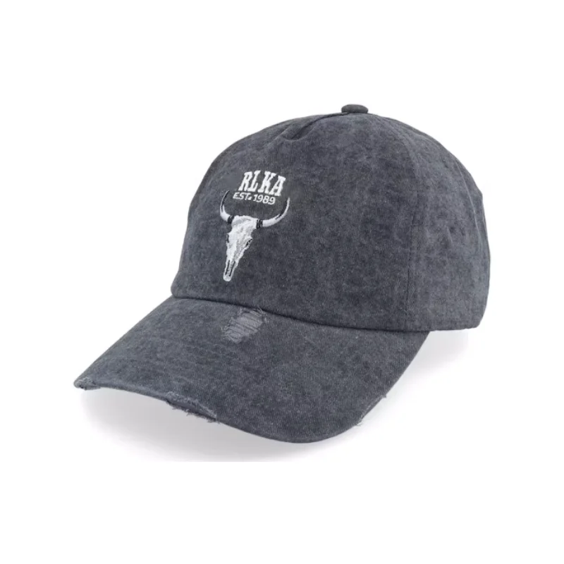 Washed Skull Cap Anthracite Dad Baseball Caps Custom Logo Cotton Fitted  Soft Outdoor Sports Caps For Unisex