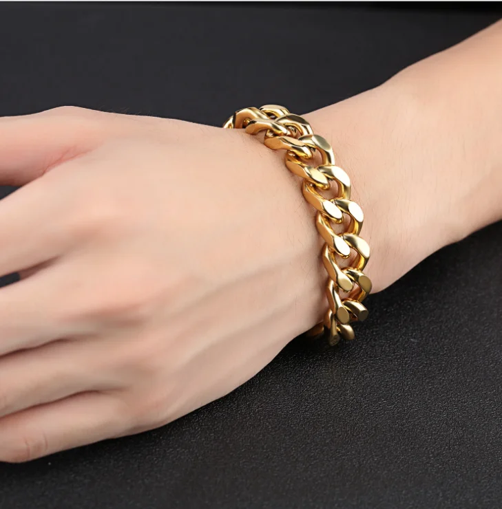2020 Hip Hop Jewelry Fashion Miami Cuban Chain Bracelet Bracelet Gold Chunly Men Bracelets