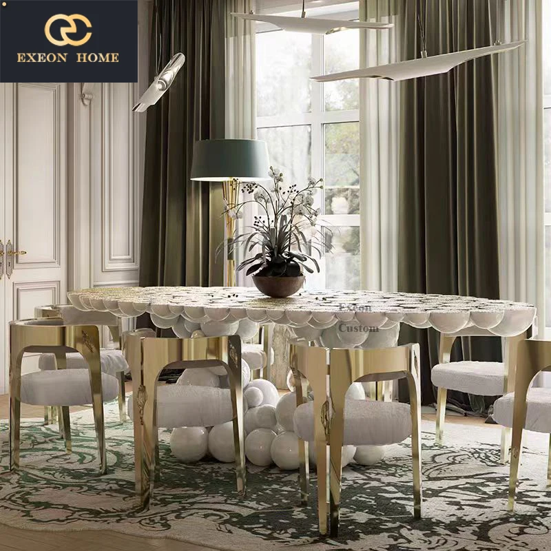 Art Irregular Italian Creative Luxury Spherical Table High-end Villa Design Stainless Steel Home Table