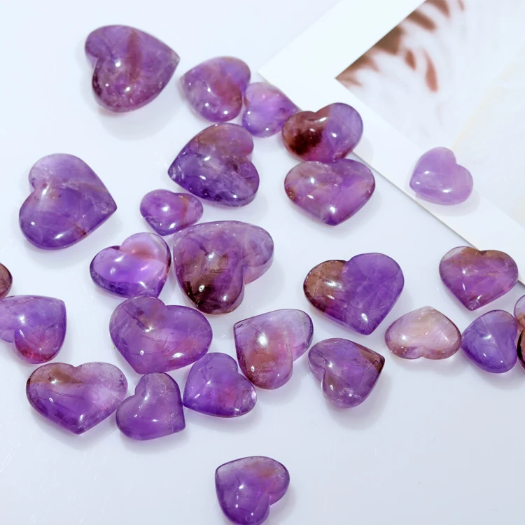 High Quality Natural Quartz Crystal Healing sStones Small Heart Shaped Amethyst For Gift