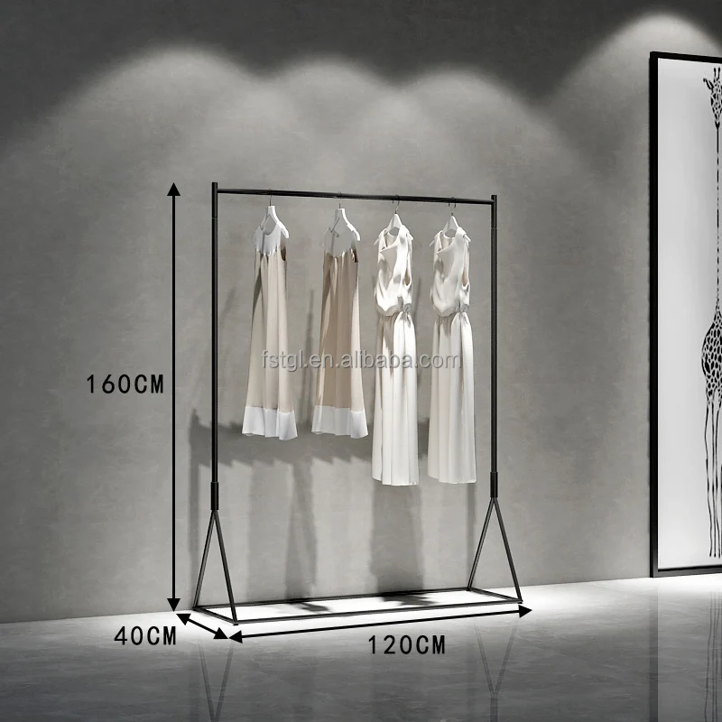 Retail Boutique Store Display Rack Floor-Standing Metal Garment Rack System Model Application Clothing Stand Display Stands