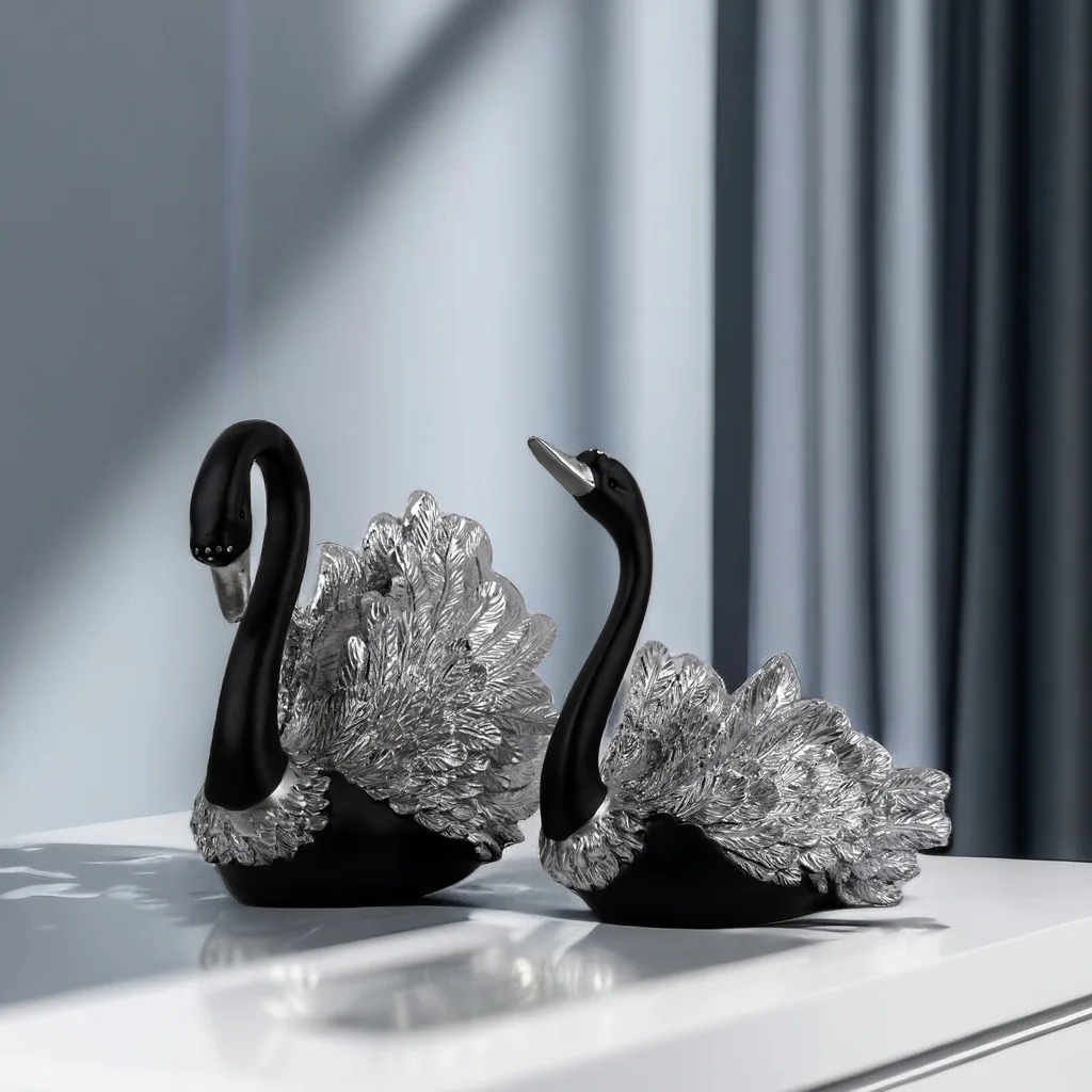 Factory manufacturing resin handicrafts black swan statues high-end home decorations