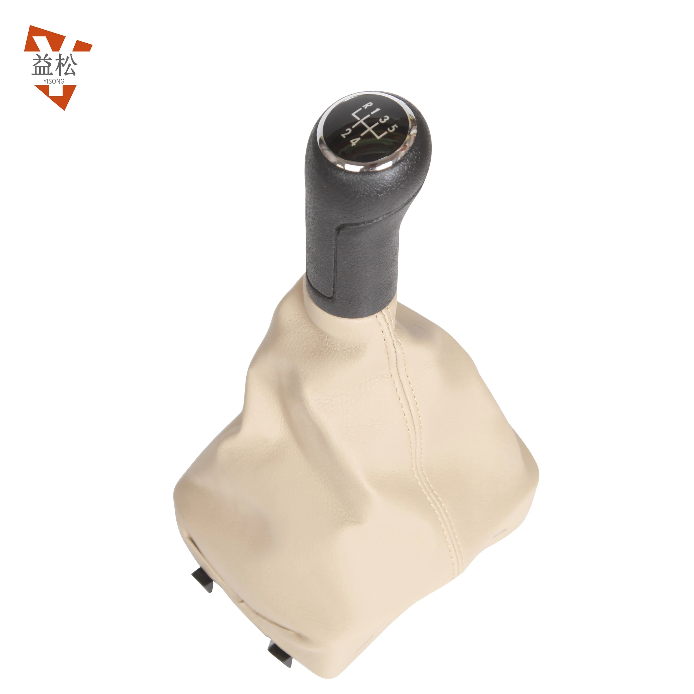 Manufacture auto parts car accessories gray/beige 5 speed leather car gear shift knob dust boot cover universal for VW POLO