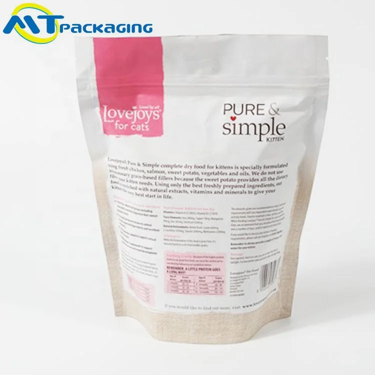 Food Grade laminated plastic stand up Pet cat food bags