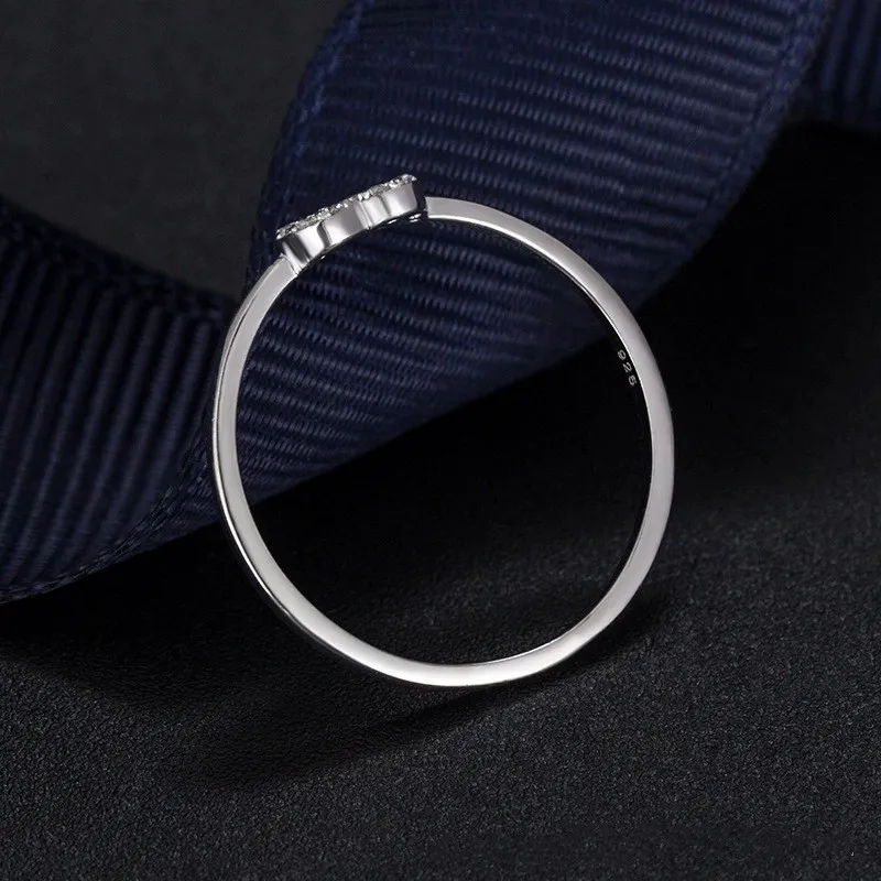 Fine Jewelry Ring Classic Simple Heart Shaped Cubic Zirconia Engagement Ring Women Sterling Silver Rings For Girls Beautiful