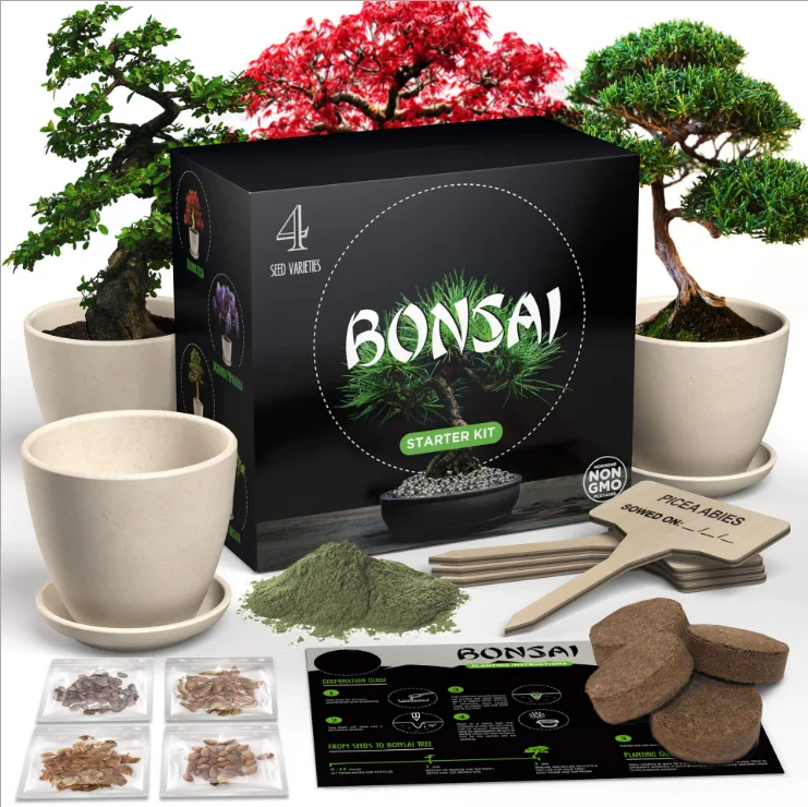 
 Коррозионно-стойкий Разлагаемый стартовый набор бонсай для посадки-DIY семена деревьев бонсай для помещений включает горшок для семян торфяной почвы  