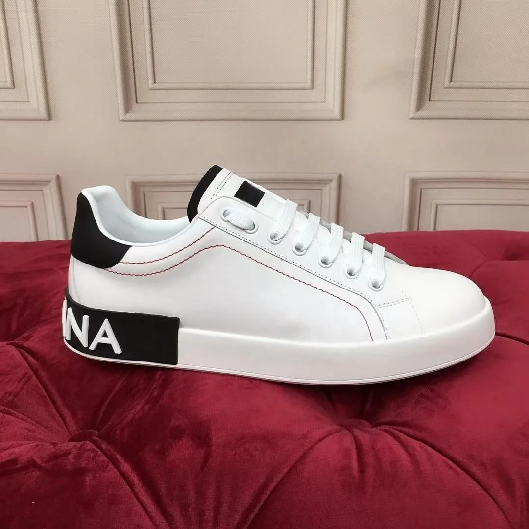 Низкие женские мужские белые кроссовки из телячьей кожи Nappa vstreetstyle albanian albania Portofin dolcegabban D с резиновым носком