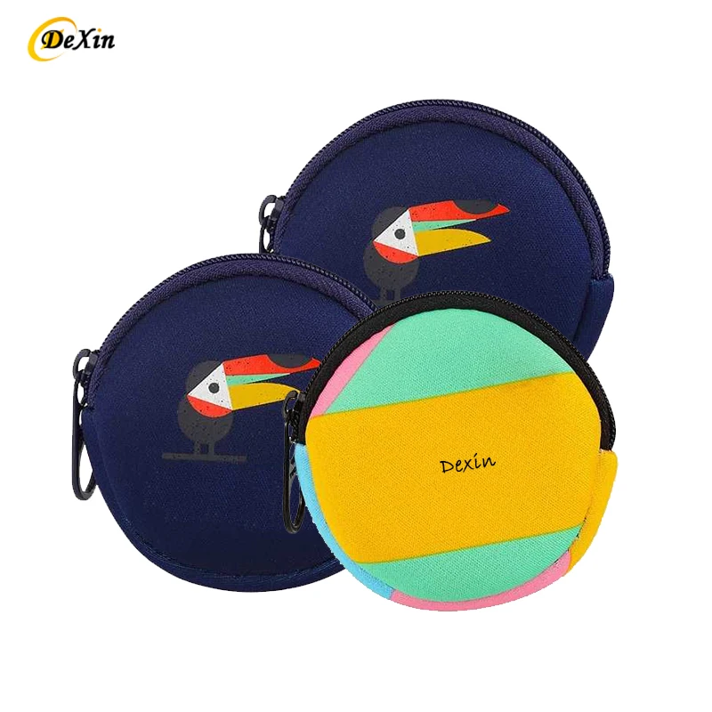 Factory Price Neoprene Purse Zipper Wallet Round Leather Mini Coin Purse Wholesale Custom Purse