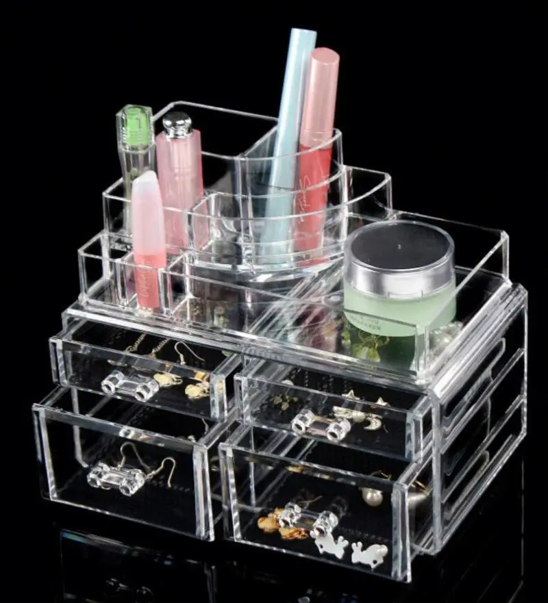 Wholesale crystal acrylic make up mac cosmetics home storage