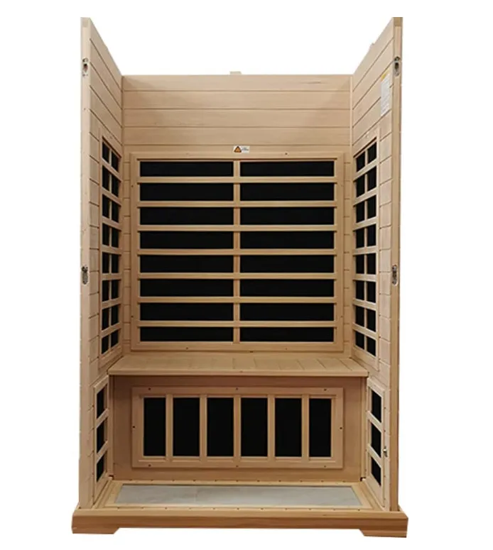 2 Person Far Infrared Wooden 9 Low Emf Heaters 1,750watt 2 Chromotherapy Lights 2 Bluetooth Speakers Sauna Rooms Infrared