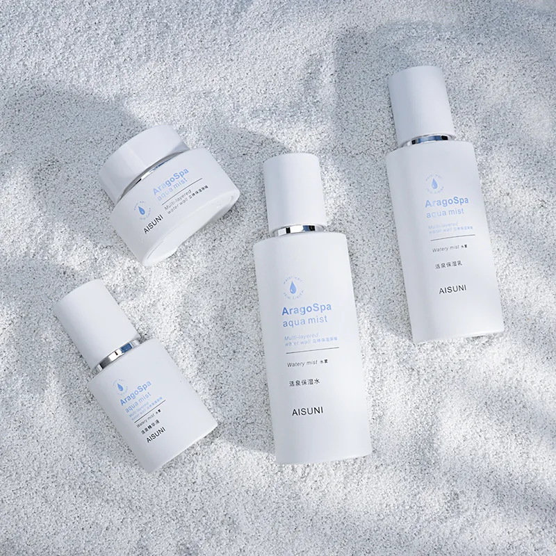 Роскошный белый набор для ухода за кожей, флакон для лосьона с тонером белого цвета и баночка для крема, косметическая стеклянная упаковочная бутылка с насосом