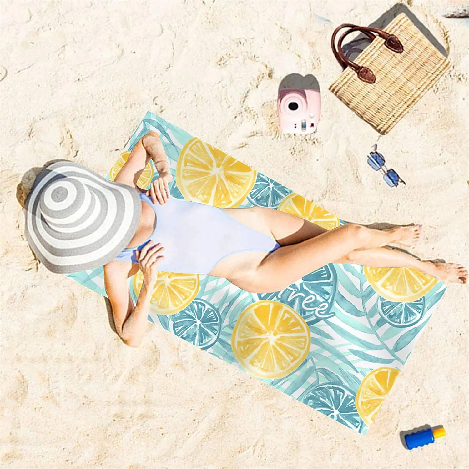 Extra large Oversized Sand Free and Quick Dry Travel Accessories Gifts Cute custom print Beach Towel