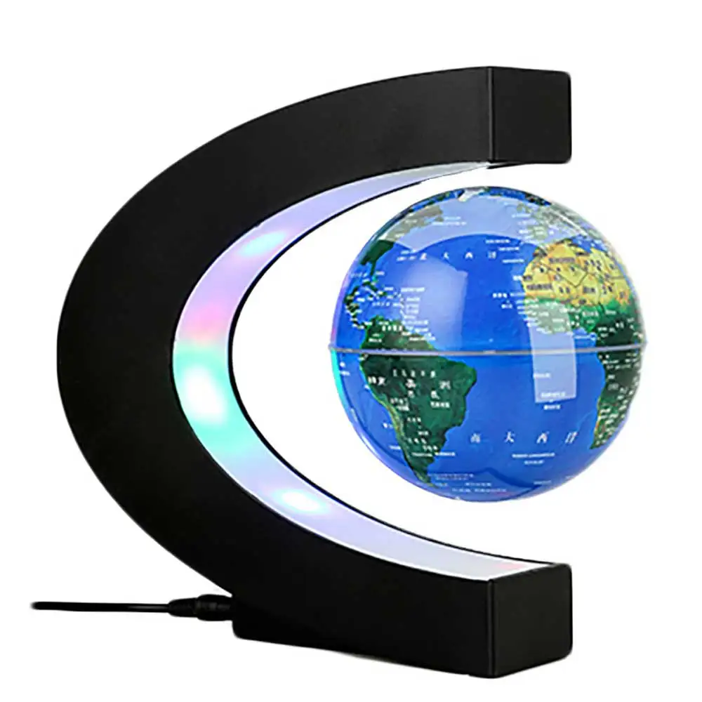 
Custom Printed C Shape Floating Globe, Geography World Map Magnetic Levitation Globe 