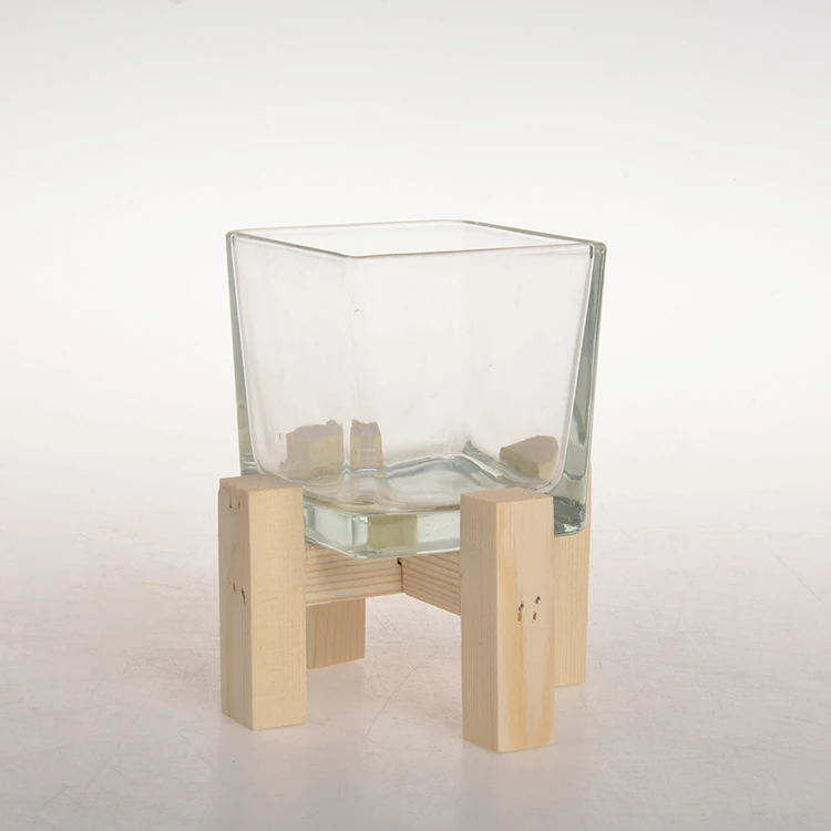 Custom Glass Votive Transparent Square Straight Side Glass Candle Holder For Home Wedding Decoration