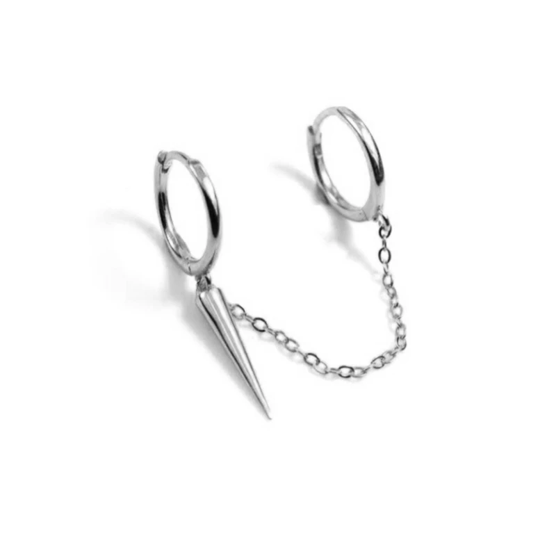 18k gold plated jewelry handcuffs chain earrings spike double pierced earrings for women