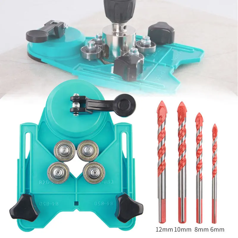 Heavy Duty Ceramic and Glass Hole Saw Set Versatile 4-83mm Cutter Adjustable Drilling Guide Suction Holder