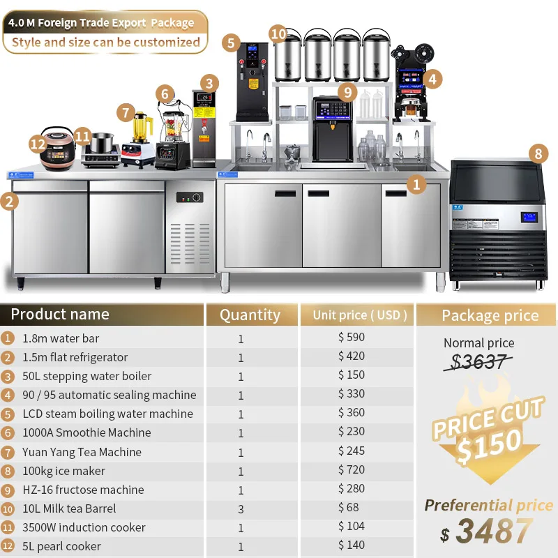 All Set Bubble Tea Equipment/Milk Tea Shop Counter Design/Milk Tea Shop Equipment