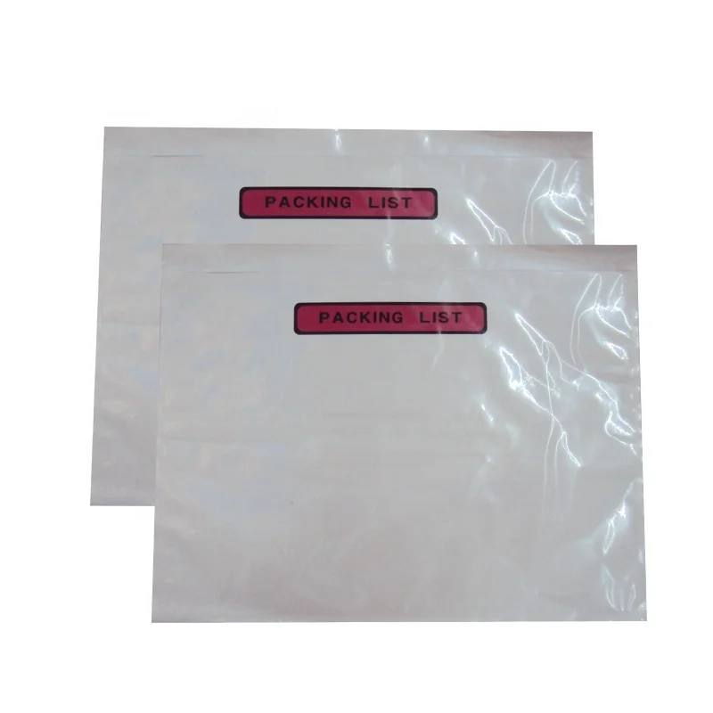 Self-adhesive packing list envelopes for documents