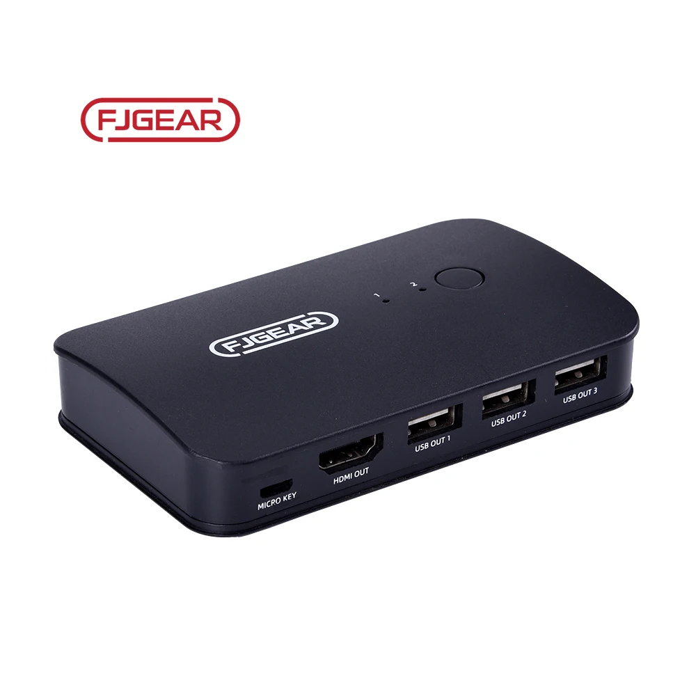 FJ-HK201 FJGEAR Manual 4K 2 Port 2 in 1 out USB2.0 Hdmi HD video Kvm switch Support 3840*2160/30Hz Resolution HDMI KVM Switch