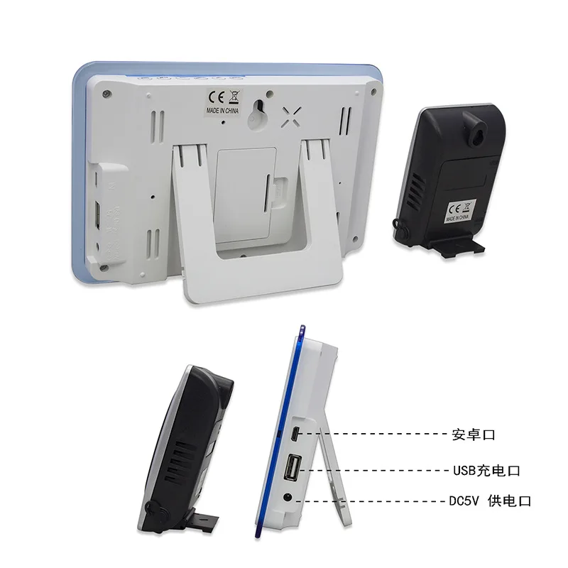 LCD alarm clock with Weather Station hang wall equipped with 3 outdoor temperature measuring equipment