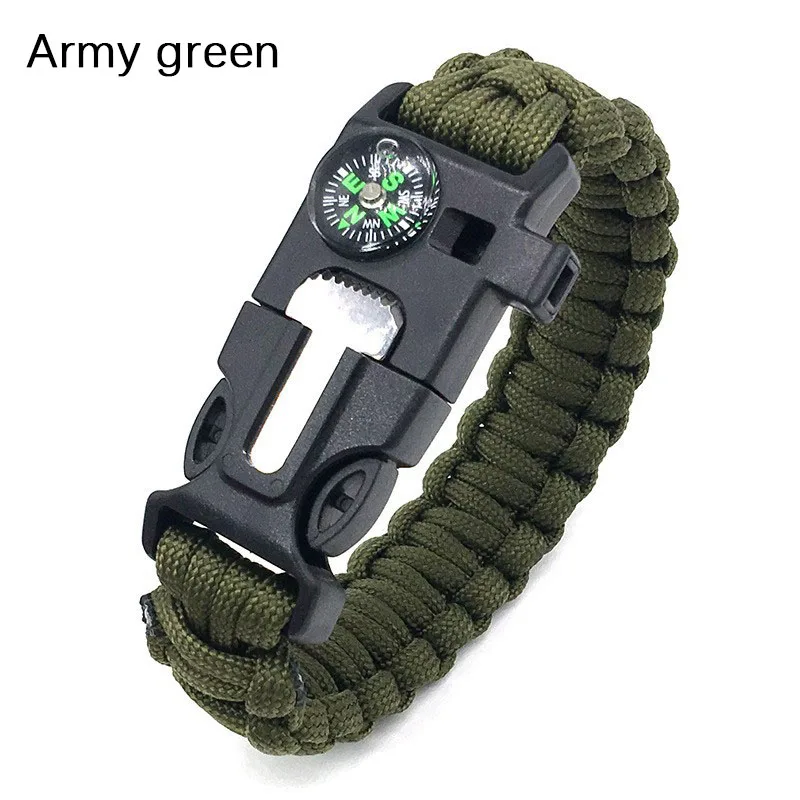 Seven-core Woven 5-in-1  Compass Hand Rope Outdoor Mountaineering Camping Emergency Survival Bracelet