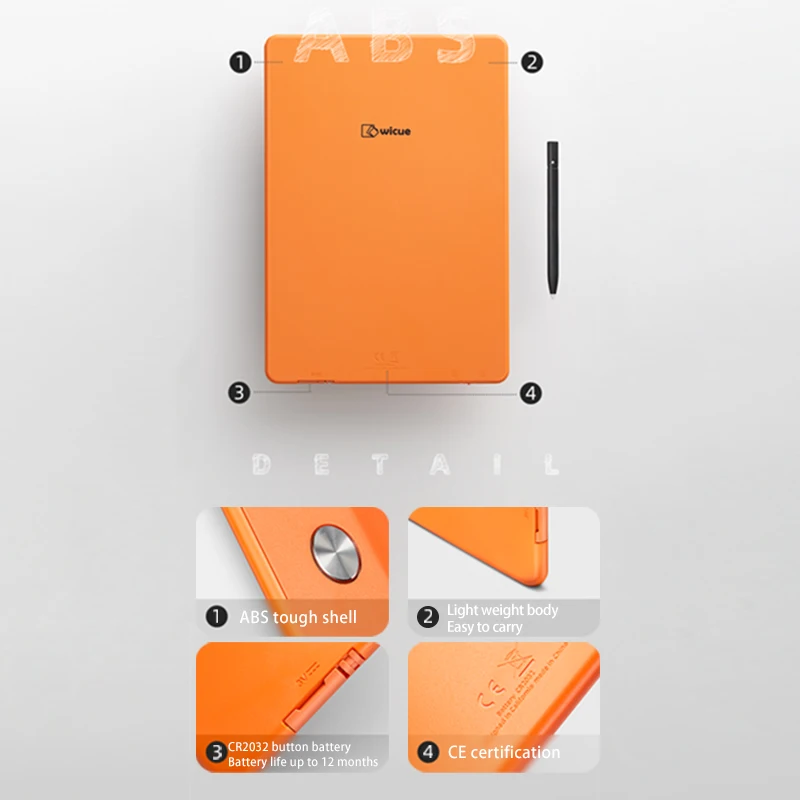 Wicue Indonesia RTS 10 inci warna Tablet penulisan LCD shell biru tablet penulisan lcd barang-barang rumah tangga Bantalan Memo