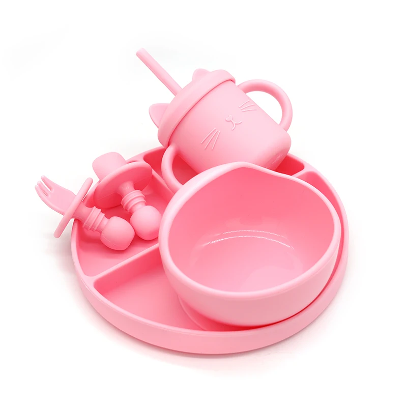 Custom bpa free feeding silicon plate set