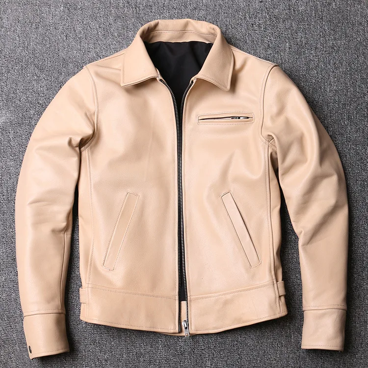 PDEP plus size 4XL Lapel collar mens clothing zip up mens genuine leather coats and jackets wind breaker jacket for men