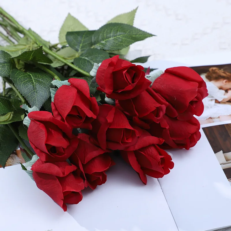 Flower artificial rose bouquet flores artificiales roses flowers artificial Decorative Fake latex real touch artificial rose